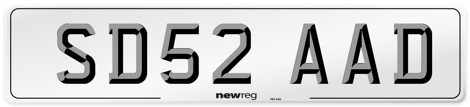 SD52 AAD Number Plate from New Reg
